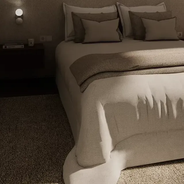 Cama com cabeceira estofada